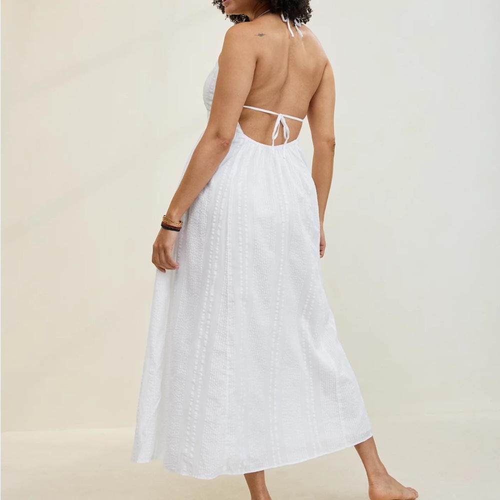 Aerie Seersucker Halter Maxi Dress